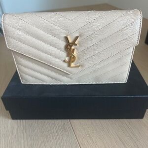 YSL wallet on chain beige